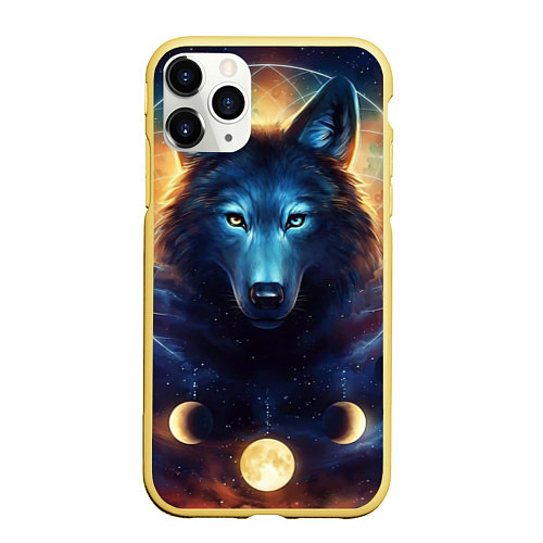 Чехол iPhone 11 Pro матовый Волк затмения / 3D-Желтый – фото 1