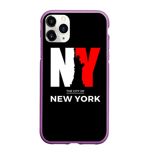 Чехол iPhone 11 Pro матовый New York City / 3D-Фиолетовый – фото 1