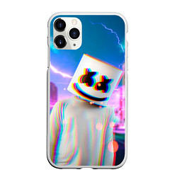 Чехол iPhone 11 Pro матовый Marshmello: Glitch Effect, цвет: 3D-белый