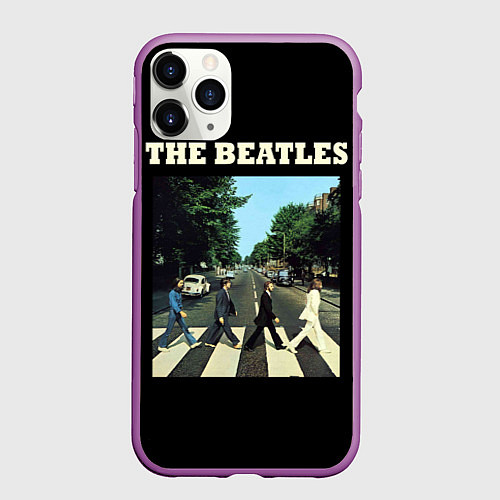Чехол iPhone 11 Pro матовый The Beatles: Abbey Road / 3D-Фиолетовый – фото 1