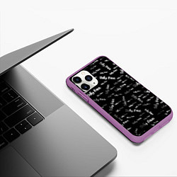 Чехол iPhone 11 Pro матовый Sally Face: Black Pattern, цвет: 3D-фиолетовый — фото 2