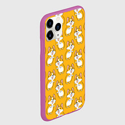 Чехол iPhone 11 Pro матовый Корги паттерн, цвет: 3D-фиолетовый — фото 2