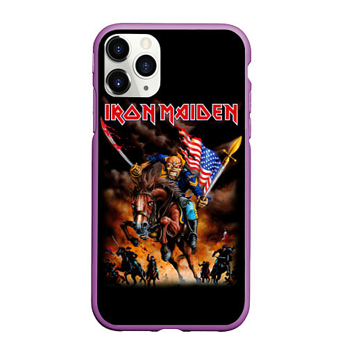 Чехол iPhone 11 Pro матовый Iron Maiden: USA Warriors / 3D-Фиолетовый – фото 1