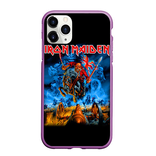 Чехол iPhone 11 Pro матовый Iron Maiden: Great Britain Warriors / 3D-Фиолетовый – фото 1