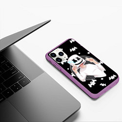 Чехол iPhone 11 Pro матовый Marshmello: Black Gang, цвет: 3D-фиолетовый — фото 2