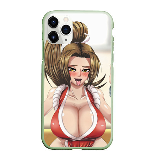 Чехол iPhone 11 Pro матовый Май Сирануи boobs - sexy ahegao / 3D-Салатовый – фото 1