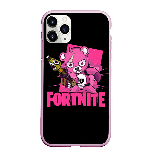 Чехол iPhone 11 Pro матовый Fortnite / 3D-Розовый – фото 1