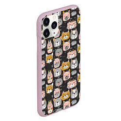 Чехол iPhone 11 Pro матовый Коты и рыбки, цвет: 3D-розовый — фото 2