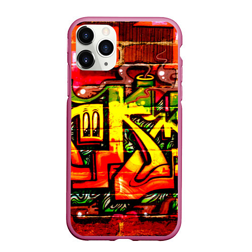 Чехол iPhone 11 Pro матовый Red Graffiti / 3D-Малиновый – фото 1