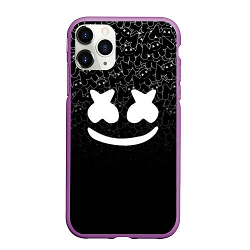 Чехол iPhone 11 Pro матовый Marshmello Black / 3D-Фиолетовый – фото 1