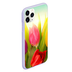 Чехол iPhone 11 Pro матовый Цветущие тюльпаны, цвет: 3D-светло-сиреневый — фото 2