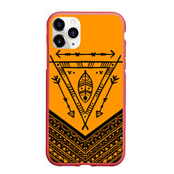 Чехол iPhone 11 Pro матовый Native American: Yellow Style, цвет: 3D-красный