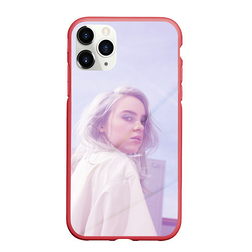 Чехол iPhone 11 Pro матовый Billie Eilish: Light Pink / 3D-Красный – фото 1