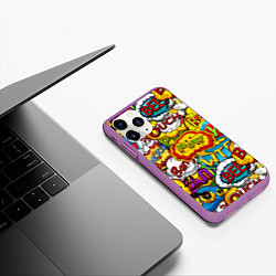 Чехол iPhone 11 Pro матовый Звуки комиксов, цвет: 3D-фиолетовый — фото 2