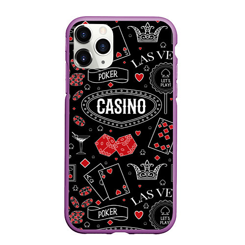 Чехол iPhone 11 Pro матовый Casino / 3D-Фиолетовый – фото 1