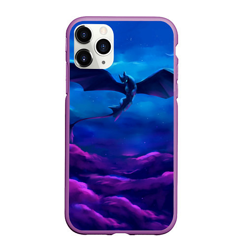 Чехол iPhone 11 Pro матовый Неоновая фурия / 3D-Фиолетовый – фото 1