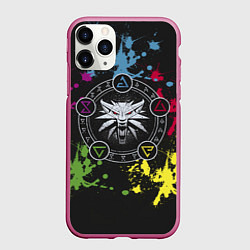 Чехол iPhone 11 Pro матовый Ведьмак: Сила стихий, цвет: 3D-малиновый