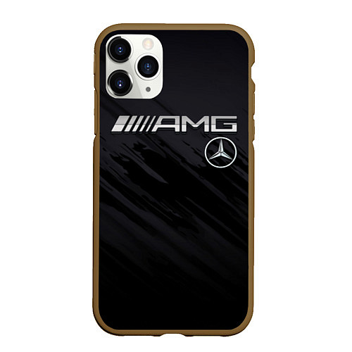 Чехол iPhone 11 Pro матовый Mercedes AMG / 3D-Коричневый – фото 1
