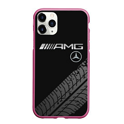 Чехол iPhone 11 Pro матовый Mercedes AMG: Street Racing, цвет: 3D-малиновый