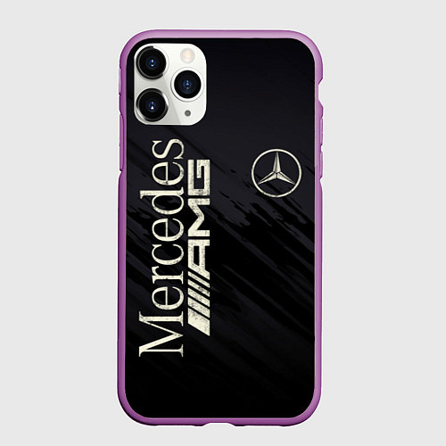 Чехол iPhone 11 Pro матовый Mercedes AMG: Black Edition / 3D-Фиолетовый – фото 1