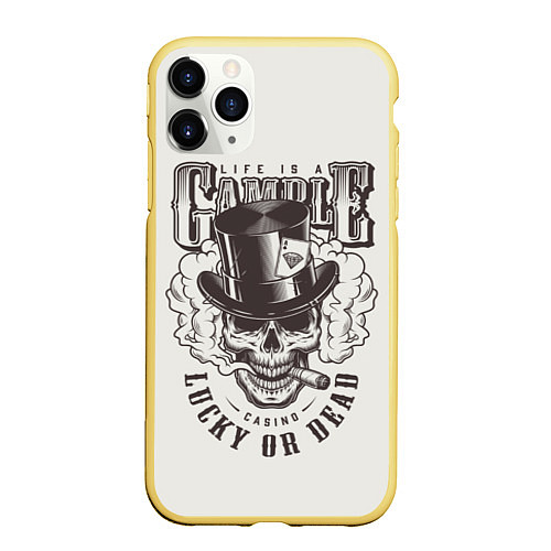 Чехол iPhone 11 Pro матовый Life is a camble lucky or dead / 3D-Желтый – фото 1