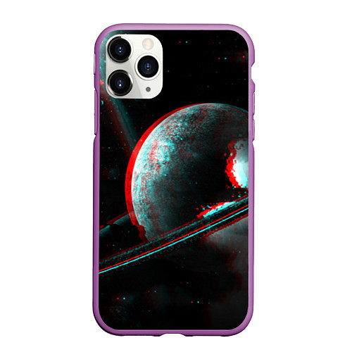 Чехол iPhone 11 Pro матовый Cosmos Glitch / 3D-Фиолетовый – фото 1