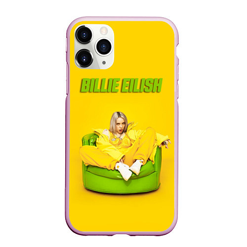 Чехол iPhone 11 Pro матовый Billie Eilish: Yellow Mood / 3D-Розовый – фото 1