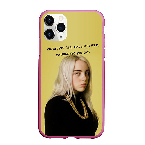 Чехол iPhone 11 Pro матовый Billie Eilish: Where Do We Go? / 3D-Малиновый – фото 1