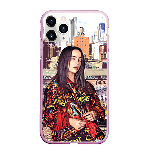 Чехол iPhone 11 Pro матовый Billie Eilish: Street Style / 3D-Розовый – фото 1