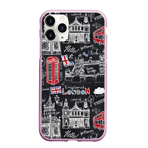 Чехол iPhone 11 Pro матовый Привет Лондон / 3D-Розовый – фото 1