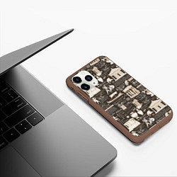 Чехол iPhone 11 Pro матовый Древнегреческий паттерн, цвет: 3D-коричневый — фото 2