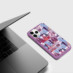 Чехол iPhone 11 Pro матовый Москва архитектура, цвет: 3D-фиолетовый — фото 2