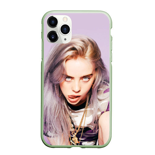 Чехол iPhone 11 Pro матовый Billie Eilish: Six Feet Under / 3D-Салатовый – фото 1