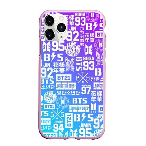 Чехол iPhone 11 Pro матовый BTS Logos / 3D-Розовый – фото 1