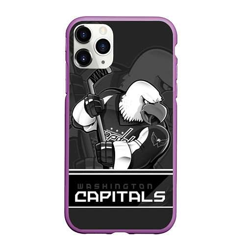 Чехол iPhone 11 Pro матовый Washington Capitals: Mono / 3D-Фиолетовый – фото 1