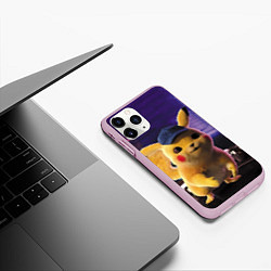 Чехол iPhone 11 Pro матовый Пикачу Детектив, цвет: 3D-розовый — фото 2