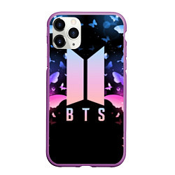 Чехол iPhone 11 Pro матовый BTS: Black Butterflies, цвет: 3D-фиолетовый