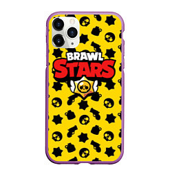 Чехол iPhone 11 Pro матовый Brawl Stars: Yellow & Black, цвет: 3D-фиолетовый