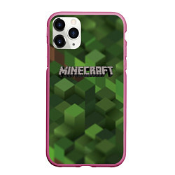 Чехол iPhone 11 Pro матовый MINECRAFT FOREST, цвет: 3D-малиновый