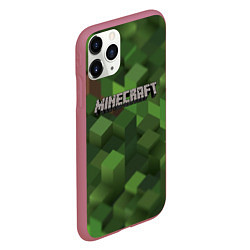 Чехол iPhone 11 Pro матовый MINECRAFT FOREST, цвет: 3D-малиновый — фото 2