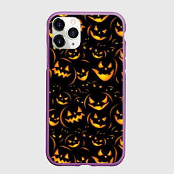 Чехол iPhone 11 Pro матовый Тыквы на хэллоуин - паттерн