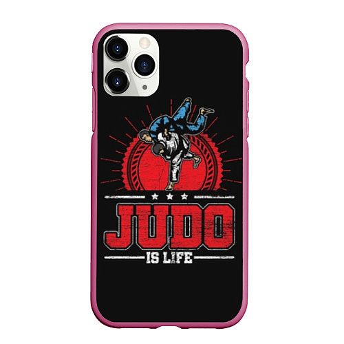 Чехол iPhone 11 Pro матовый Judo is life / 3D-Малиновый – фото 1