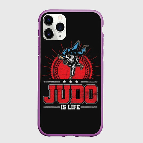 Чехол iPhone 11 Pro матовый Judo is life / 3D-Фиолетовый – фото 1