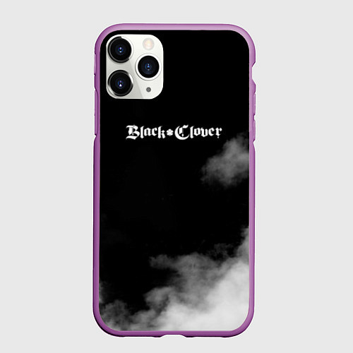 Чехол iPhone 11 Pro матовый Чёрный клевер / 3D-Фиолетовый – фото 1