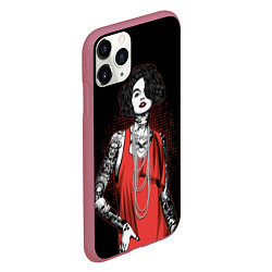 Чехол iPhone 11 Pro матовый Девушка в красном платье, цвет: 3D-малиновый — фото 2
