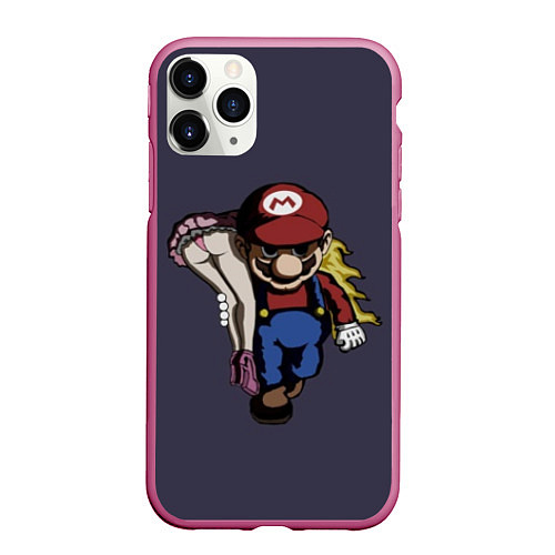 Чехол iPhone 11 Pro матовый Mario Chad / 3D-Малиновый – фото 1