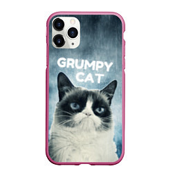 Чехол iPhone 11 Pro матовый Grumpy Cat, цвет: 3D-малиновый