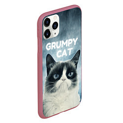 Чехол iPhone 11 Pro матовый Grumpy Cat, цвет: 3D-малиновый — фото 2