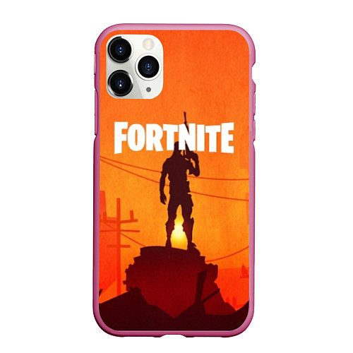 Чехол iPhone 11 Pro матовый Fortnite / 3D-Малиновый – фото 1