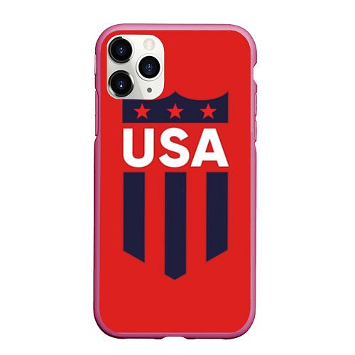 Чехол iPhone 11 Pro матовый USA / 3D-Малиновый – фото 1